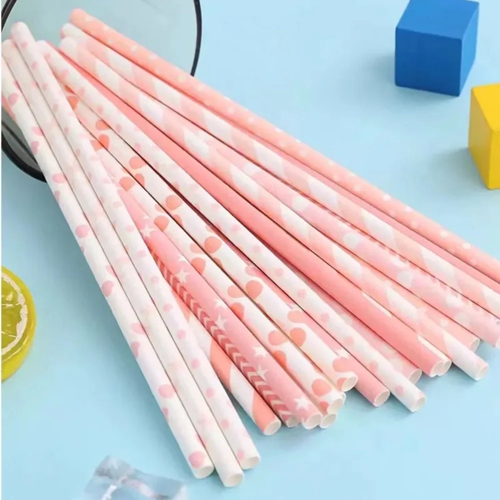 Pink White Candy Cotton Straws